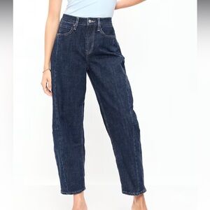 Old Navy Women’s High Rise Barrel Leg Denim Jeans NWT Black 14